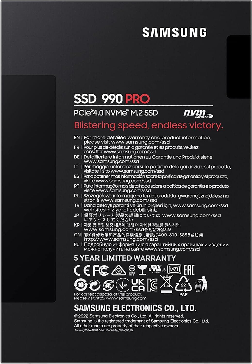 Samsung Ssd 990 Pro 1Tb Nvme M.2 Pcie 4.0 Mz-V9P1T0Bw - 6