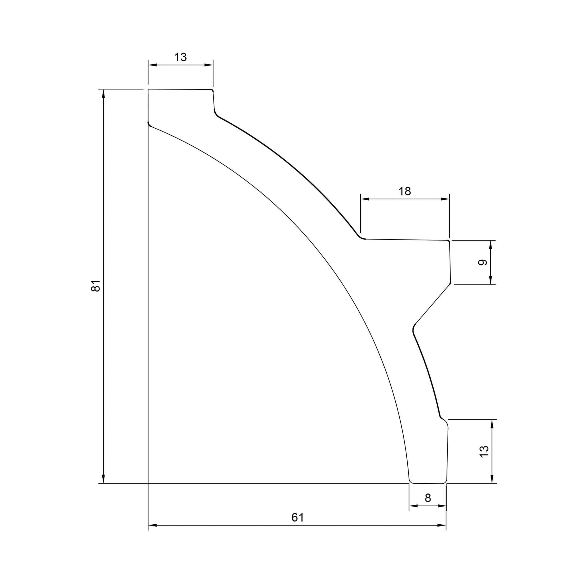 100ml di CORNICE A SOFFITTO con predisposizione LED 60x80x2000mm in POLIMERI - Polistrutturato - Eternal Parquet
