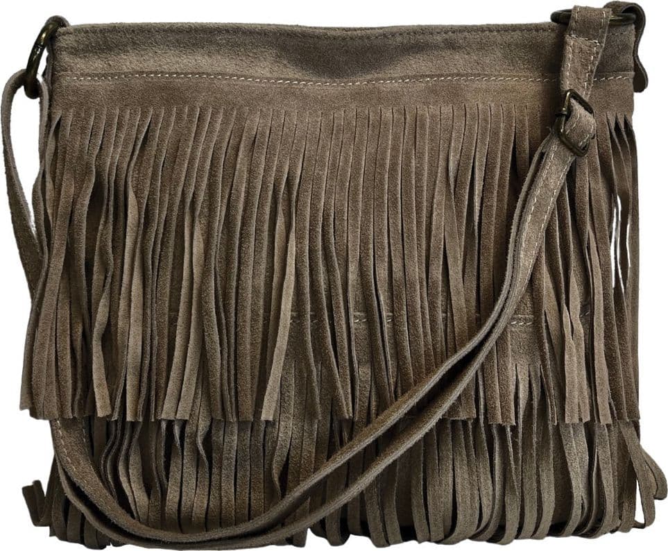 Modarno Borsa a tracolla con frange in camoscio - borsa tracolla donna in pelle scamosciata - 26