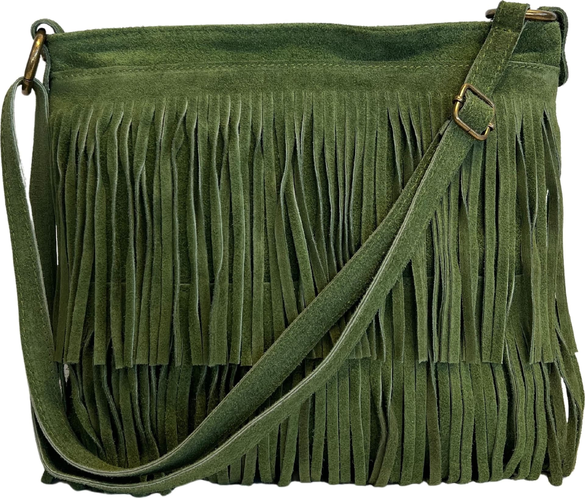 Modarno Borsa a tracolla con frange in camoscio - borsa tracolla donna in pelle scamosciata - 27