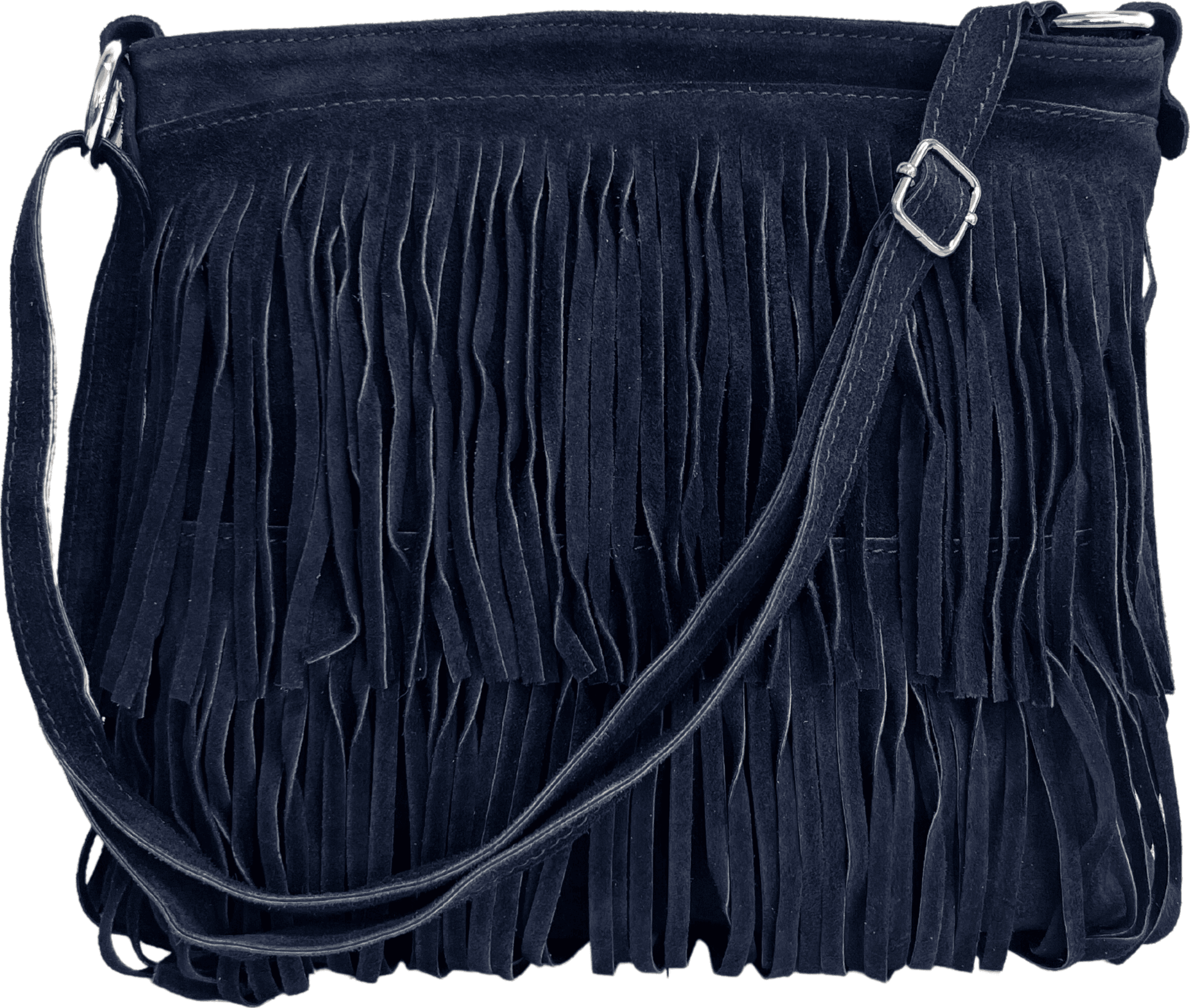 Modarno Borsa a tracolla con frange in camoscio - borsa tracolla donna in pelle scamosciata - 30