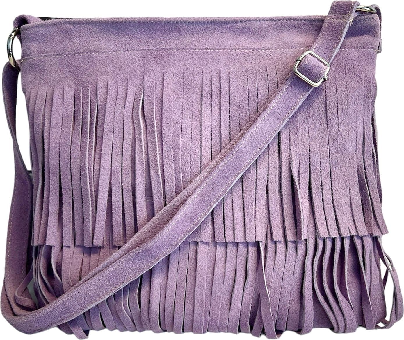 Modarno Borsa a tracolla con frange in camoscio - borsa tracolla donna in pelle scamosciata - 35