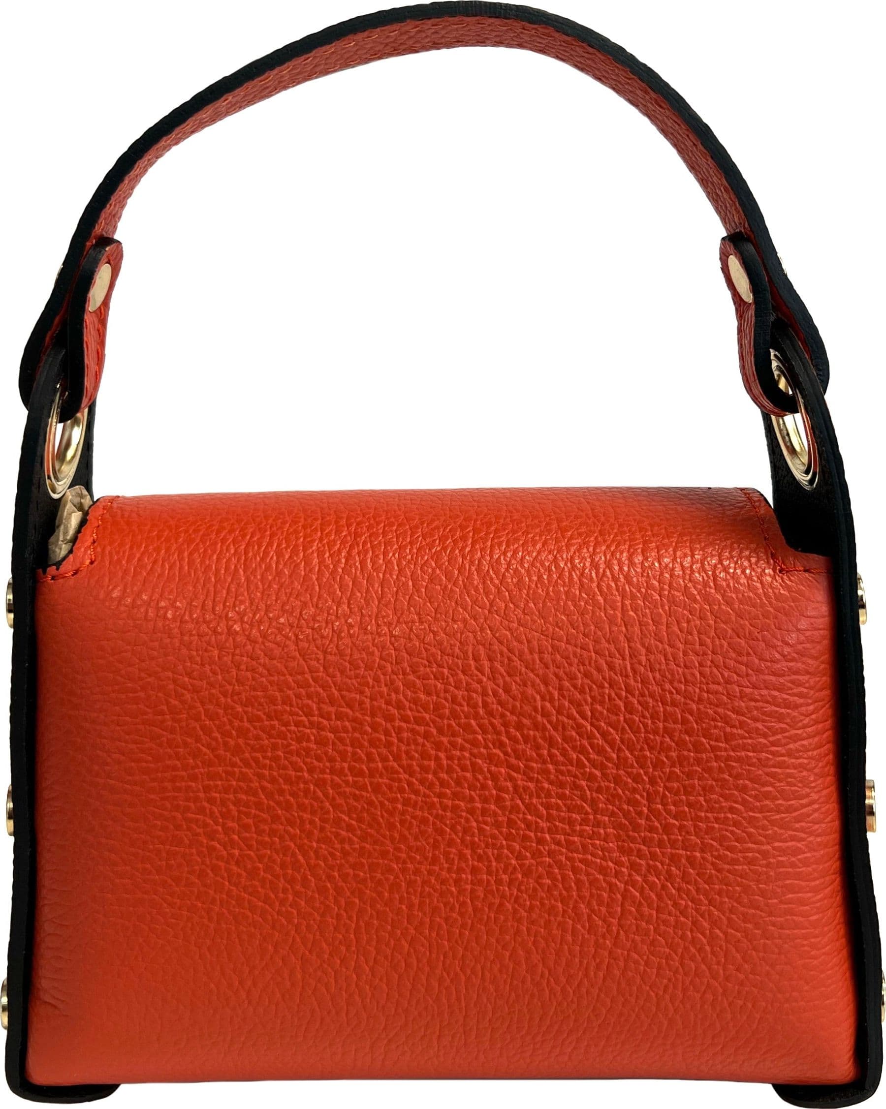 Modarno mini borsa in Vera pelle dollaro con chiusura a moschettone a forma di ape, borchie laterali, catena metallica rimovibile, manico in pelle - 3