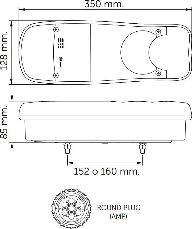 Fanale posteriore alogeno dx-sx 350x133mm 7 funzioni luminose - 2