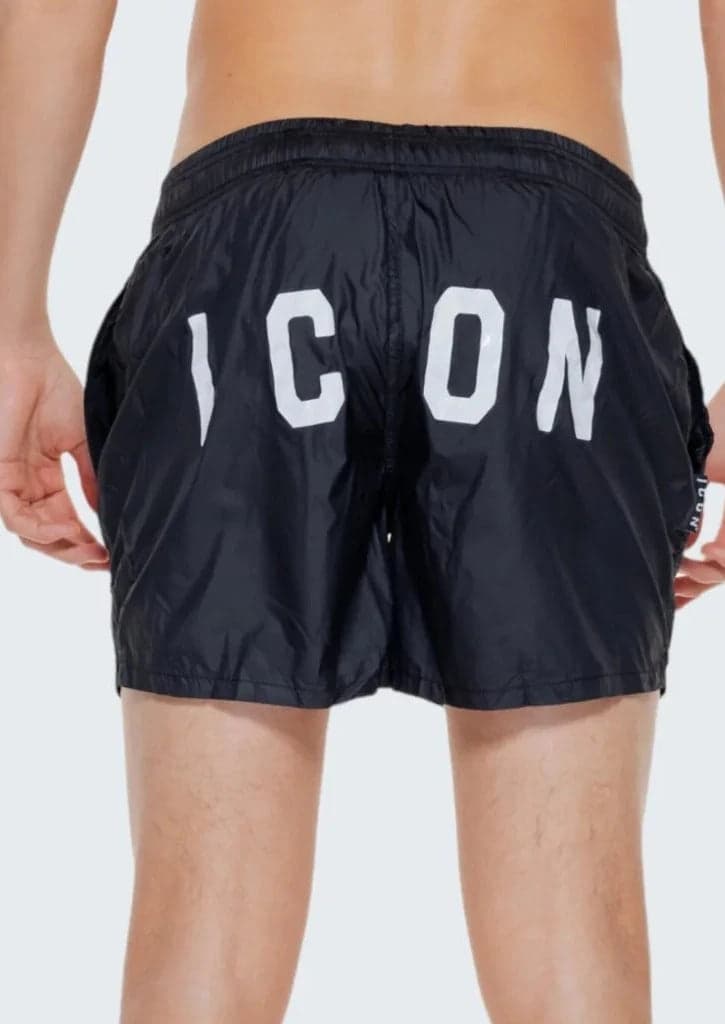 Costume da bagno nero con logo bianco - 6