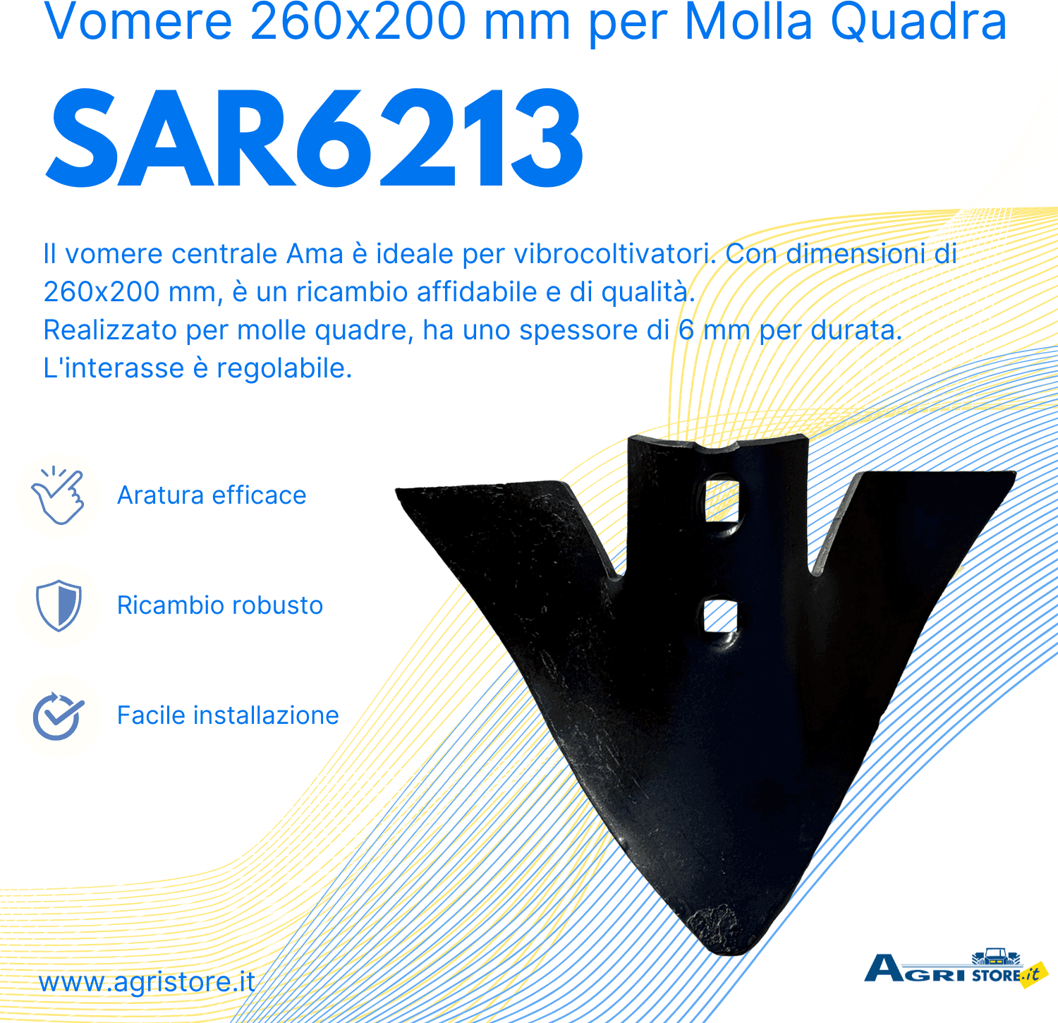 Vomere 260x200 centrale per molla quadra confezione da 2 pezzi - 6