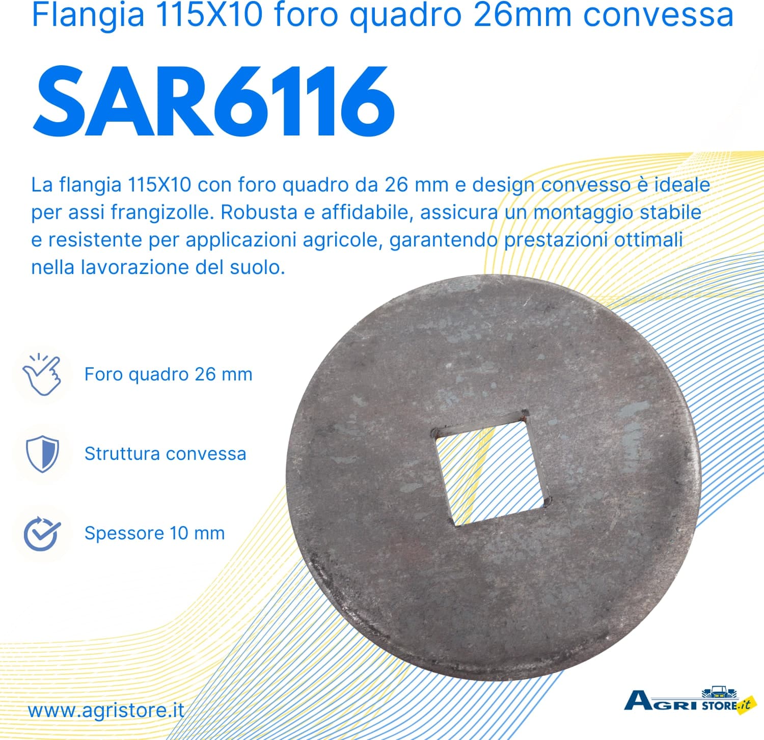 Flangia 115X10 foro quadro 26mm convessa - 6