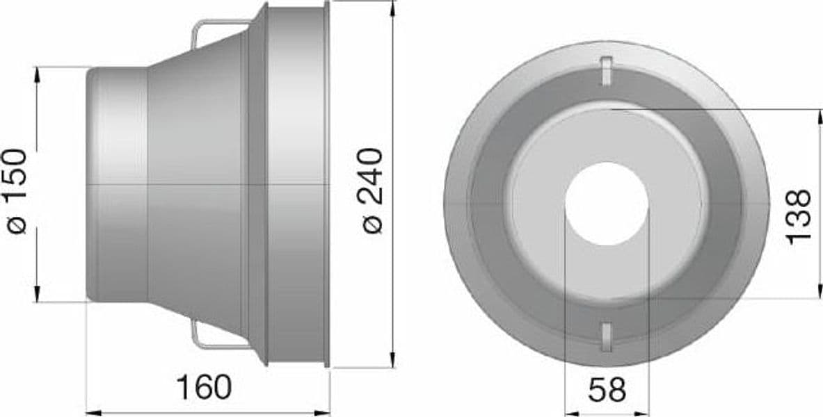 Controcuffia tonda grande Ø150 - 240 e lunghezza 160mm - 2