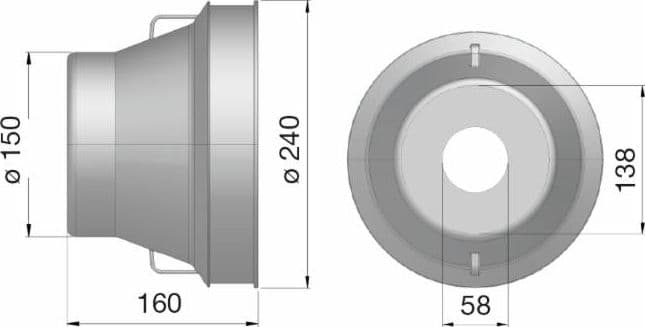 Controcuffia tonda grande Ø150 - 240 e lunghezza 160mm - 2