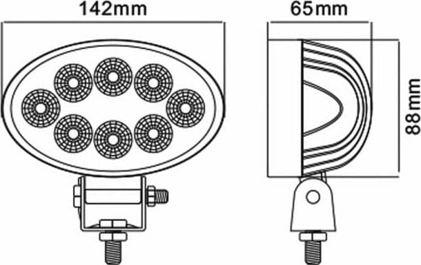 Faro da lavoro 8 LED Epistar ovale a largo raggio freddo 24 W IP67 - 6