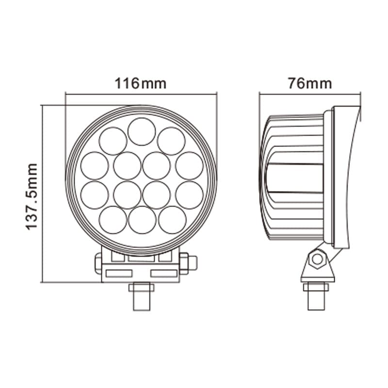 Faro da lavoro 14 LED Epistar a largo raggio freddo 42W IP67 - 3