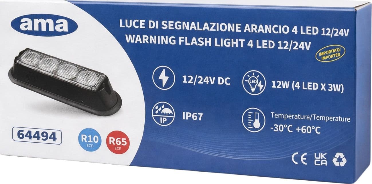 Luce di segnalazione arancio 4 LED 12/24V confezione da 2 pezzi - 6