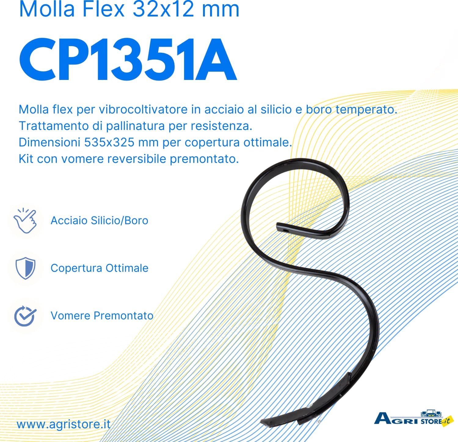 Molla flex per vibrocoltivatori con vomere reversibile 32x12mm - 6