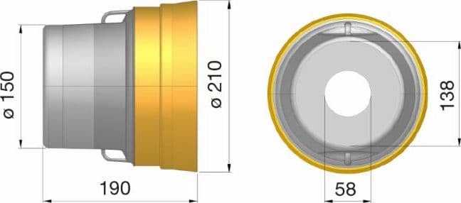 Controcuffia plastica Ø 210 lunghezza 190mm - 2