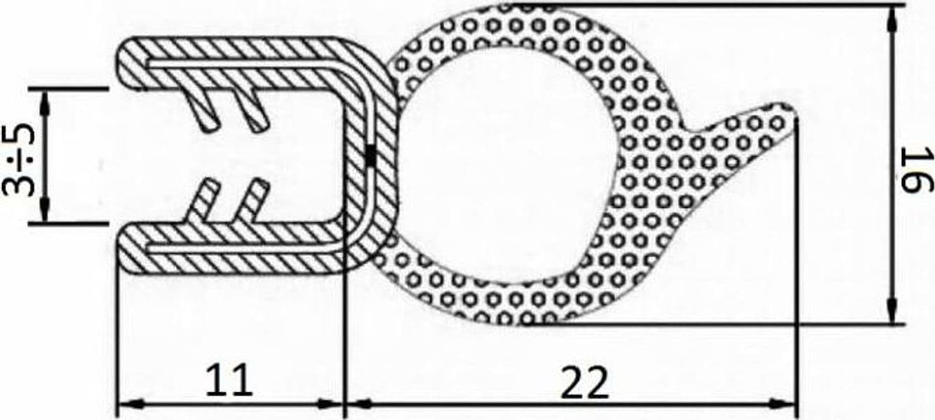 Guarnizione per lamiera o ABS con aggancio da 3mm a 5mm (5 mt) - 2