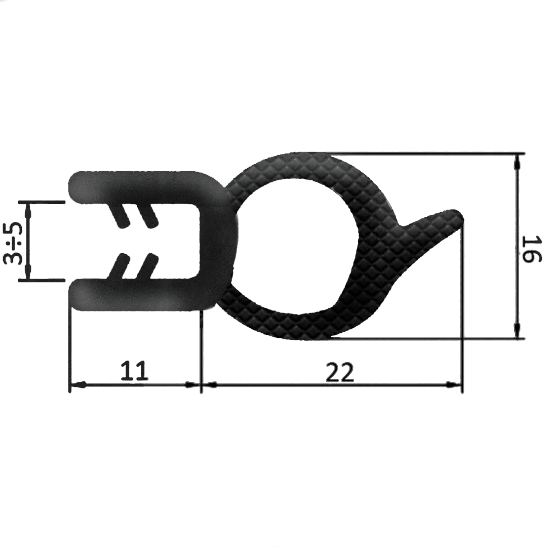 Guarnizione per lamiera o ABS con aggancio da 3mm a 5mm (5 mt) - 2