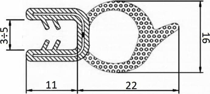 Guarnizione per lamiera o ABS con aggancio da 3mm a 5mm (5 mt) - 3
