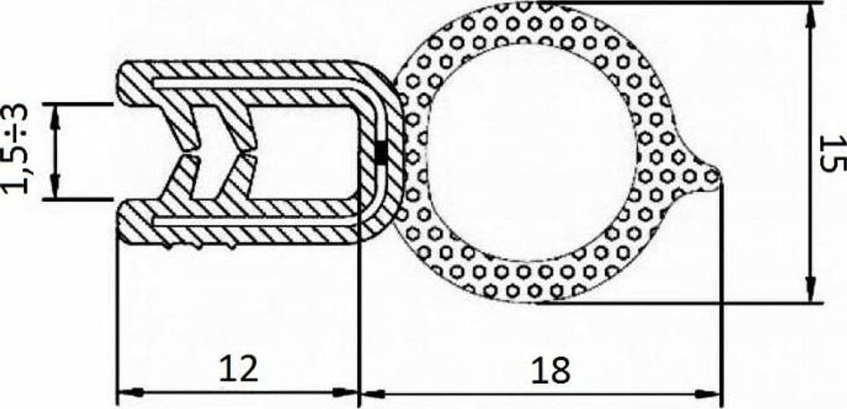 Guarnizione per lamiera o ABS con aggancio da 1mm a 3mm (5 mt) - 3
