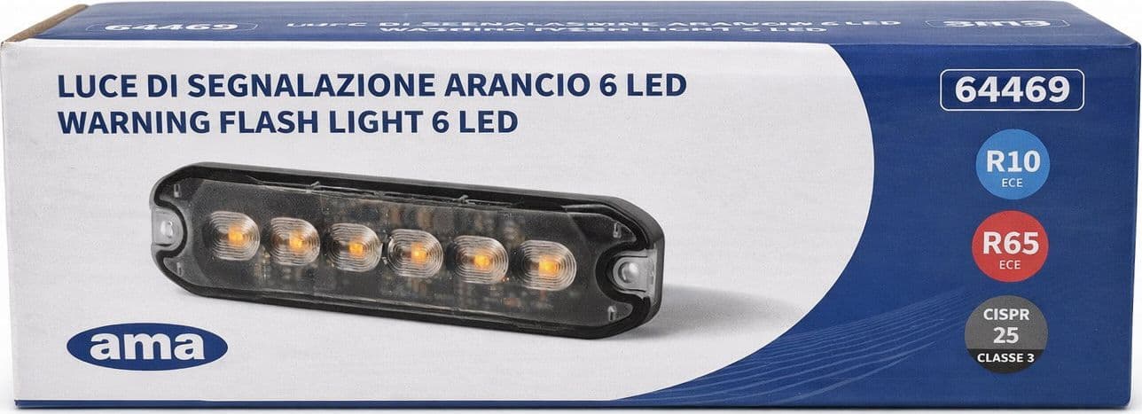 Luce di segnalazione flash 6 Led arancio - 6