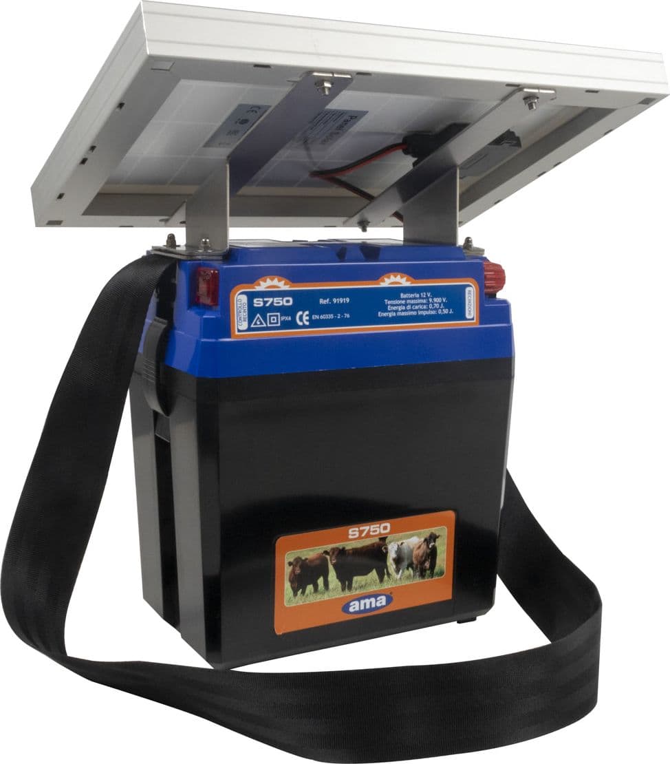 Elettrificatore Ranch Ama S750 a batteria con alimentazione a pannello solare 10W - 2