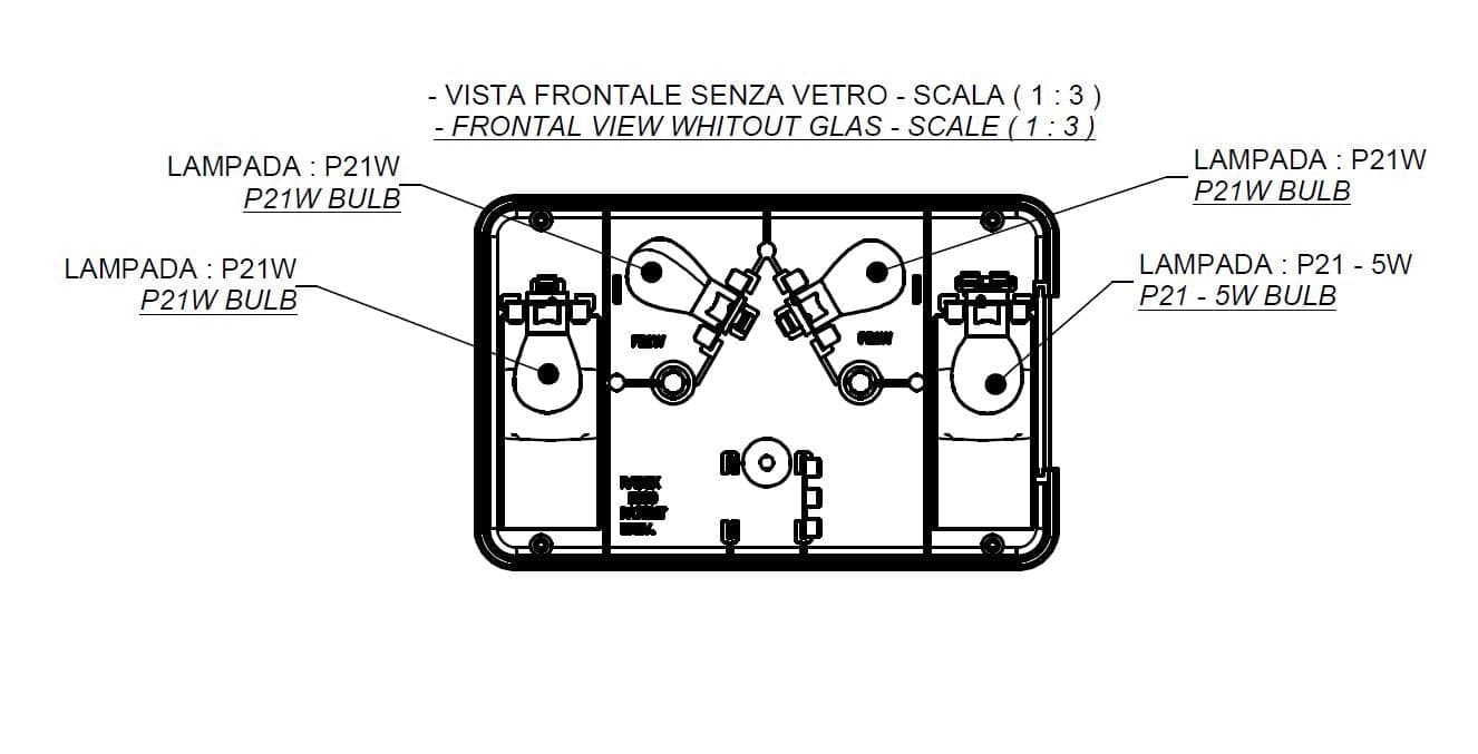 Fanale posteriore alogeno dx 220x140mm 6 funzioni luminose - 4