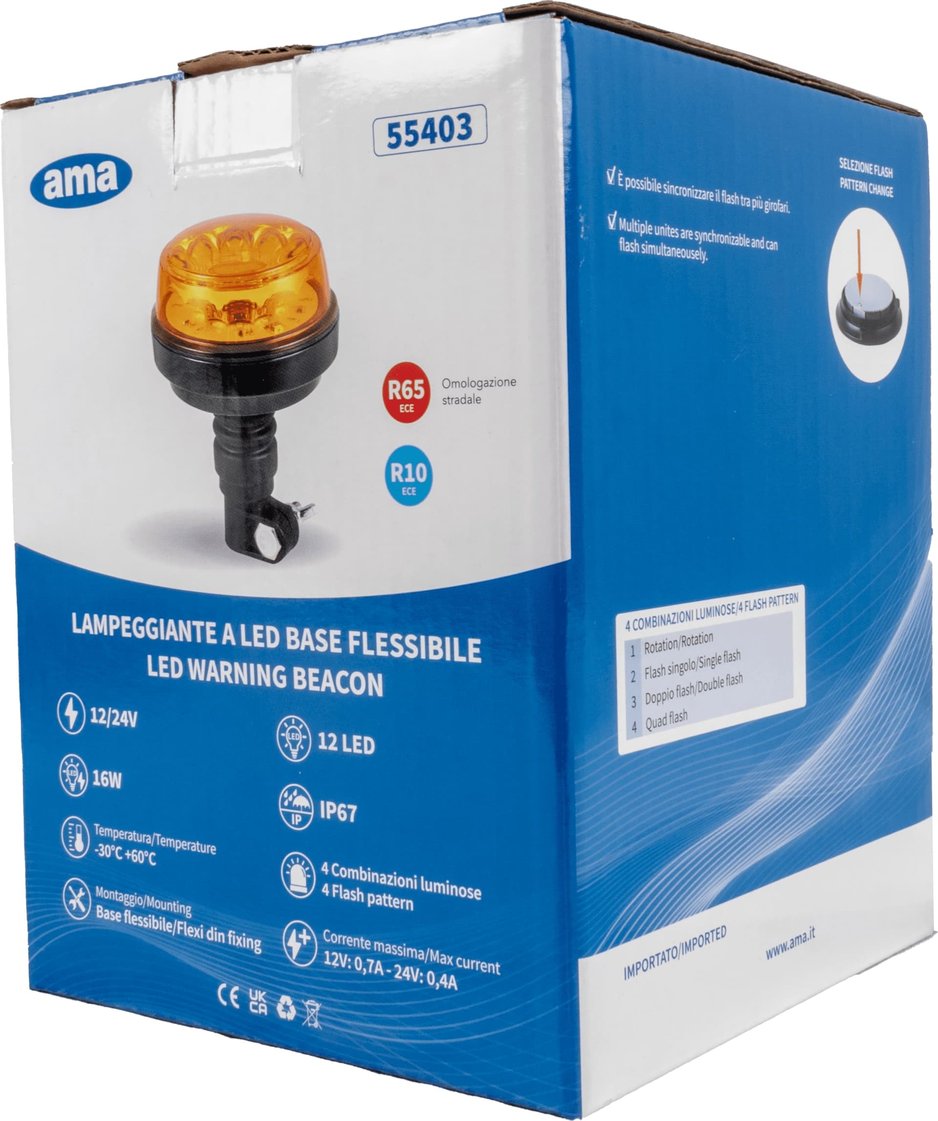 Lampeggiante a LED 12-24V base flessibile - 5