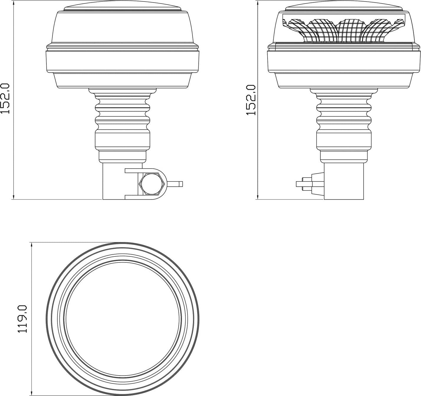Lampeggiante a LED 12-24V base flessibile - 9