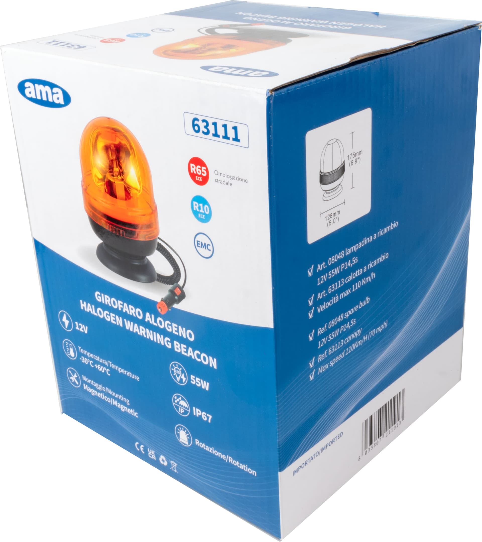 Lampeggiante 12V 55W base magnetica - 9