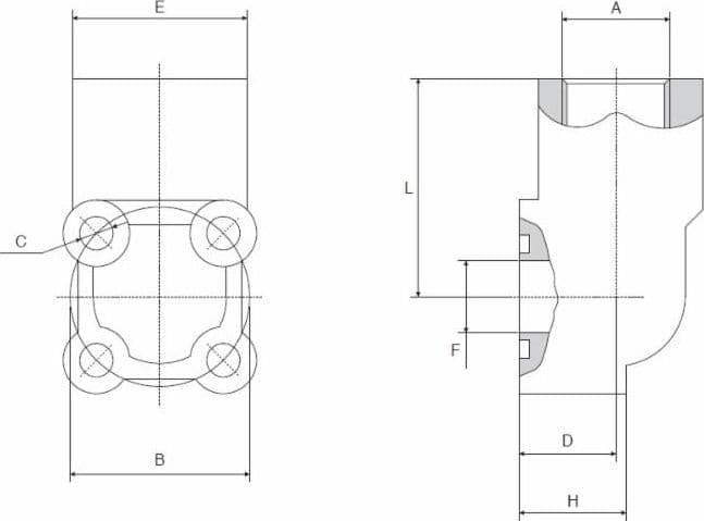 Flangia per  pompa oleodinamica 4 fori 1/2” interasse 30mm - 2