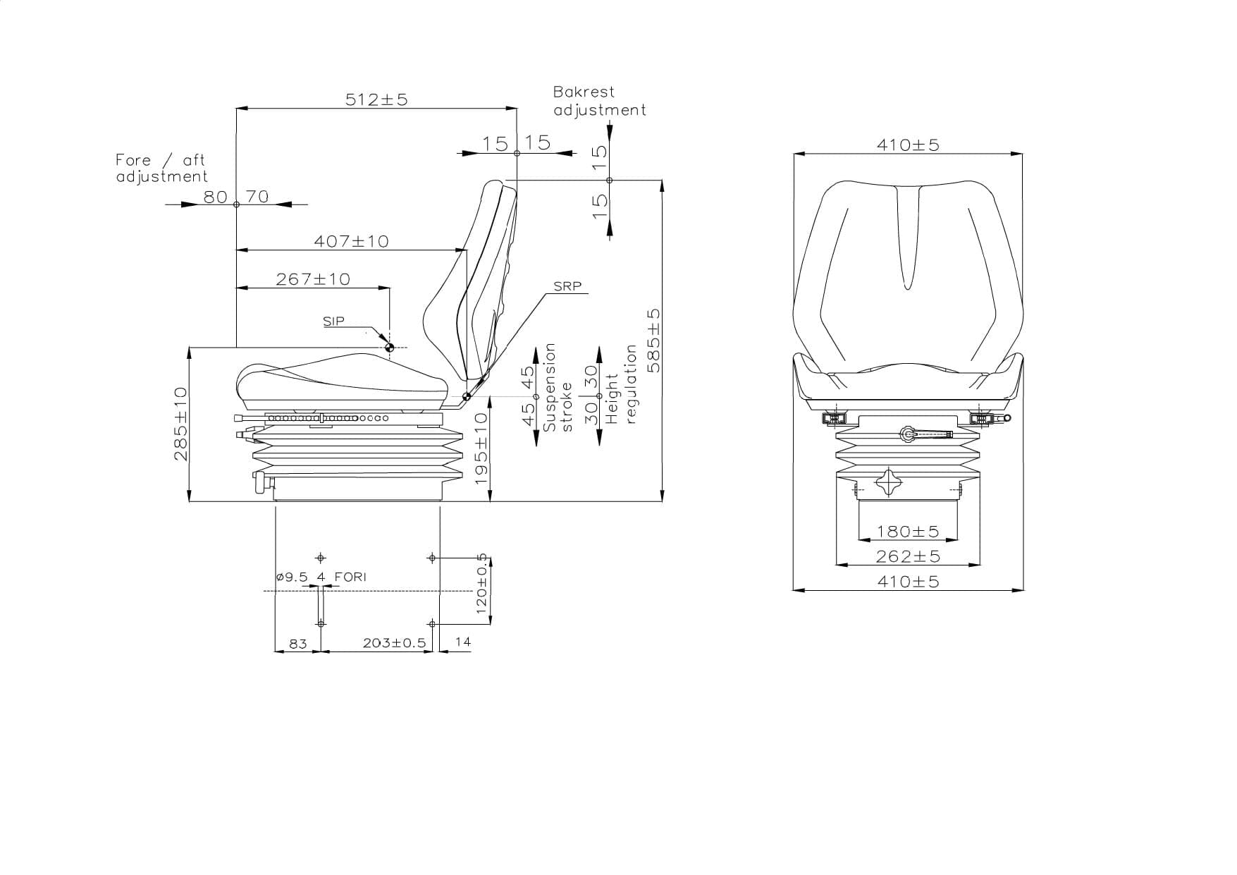 Sedile Small in sky nero con sospensione meccanica - 2