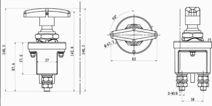 Interruttore staccabatteria ad azionamento manuale con maniglia fissa 250A - 10