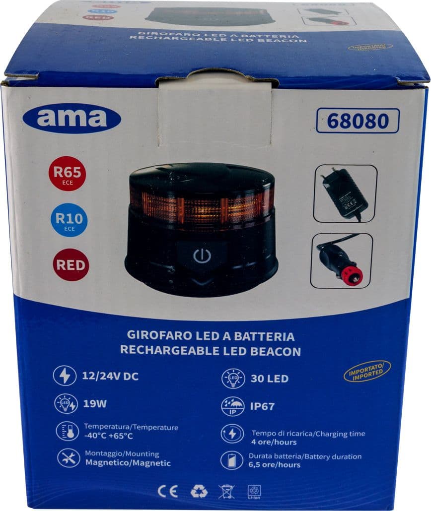 Lampeggiante magnetico LED a batteria 12-24V - 6