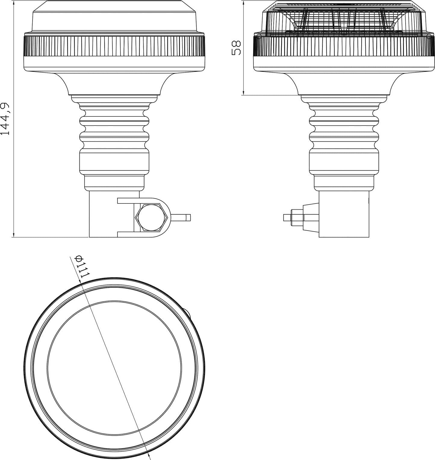 Lampeggiante a LED 12-24V base a baionetta 144x111mm - 7