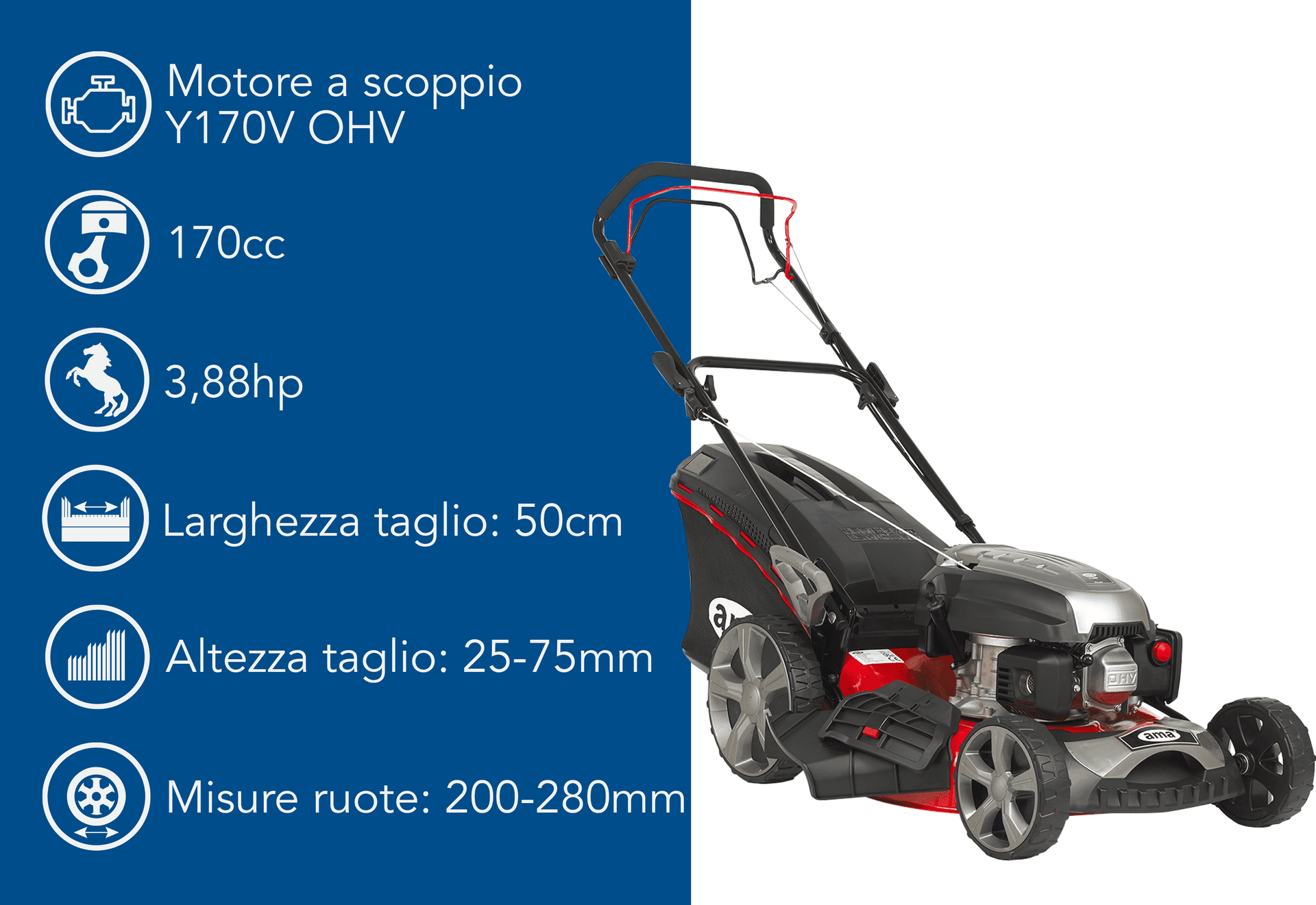 Rasaerba a trazione Ama TRX 511 da 170cc funzioni 4in1 - 3