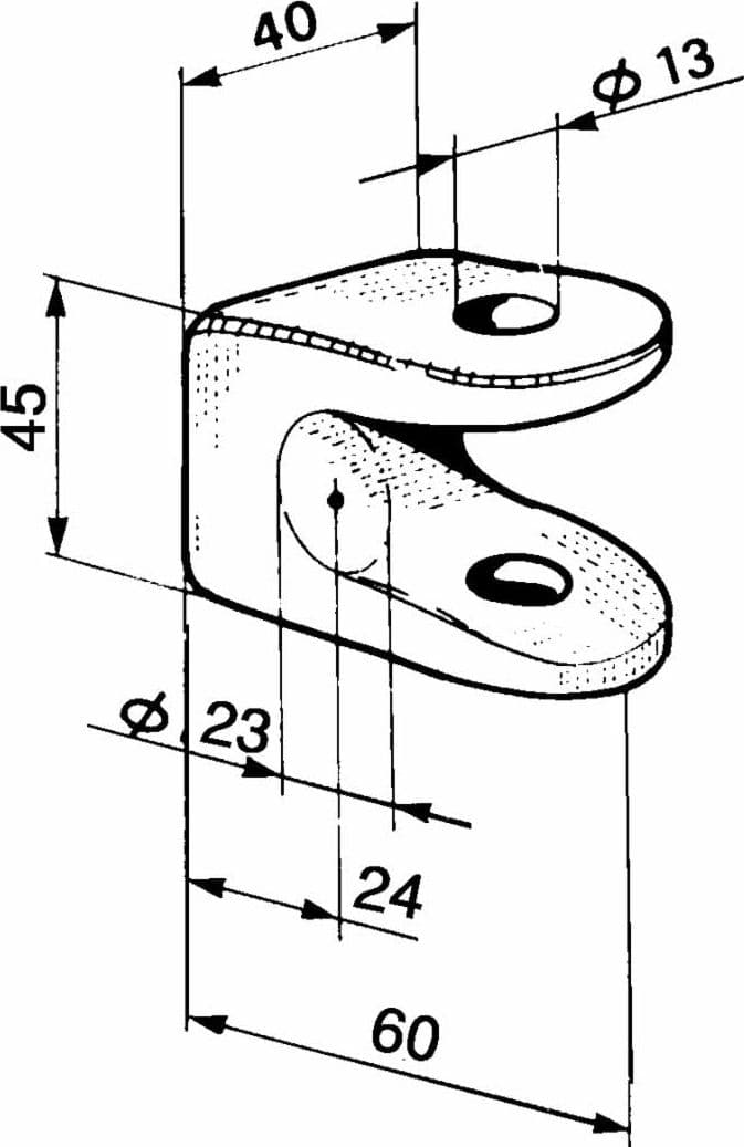 Forcella ribaltabile per cerniera posteriore per rimorchi Ø 13mm confezione da 2 pezzi - 2