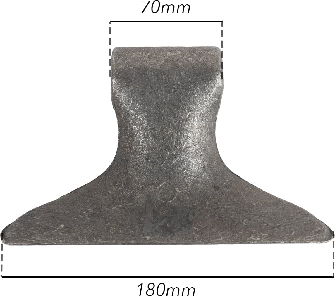 Mazza trincia larghezza 180mm lunghezza 100mm attacco 70mm e foro Ø 17mm adattabile a originale Ferri - 5