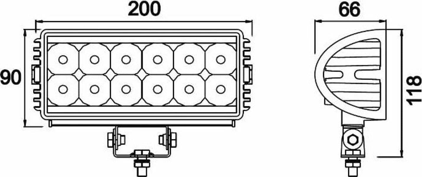 Faro da lavoro 12 LED Epistar a raggio profondo e lungo 36W IP67 - 2
