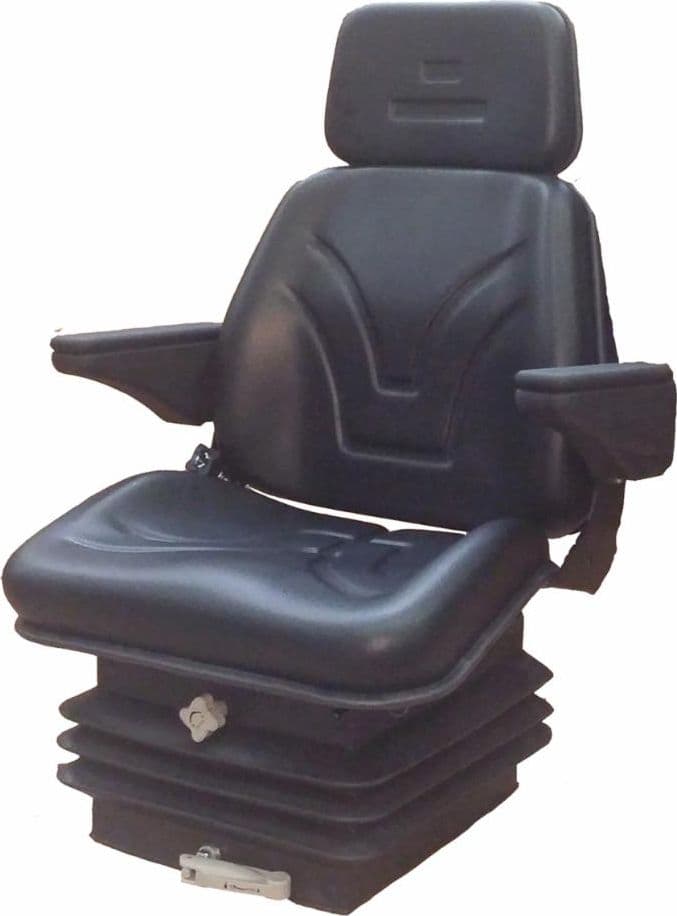 Sedile Top in sky nero con sospensione meccanica e braccioli