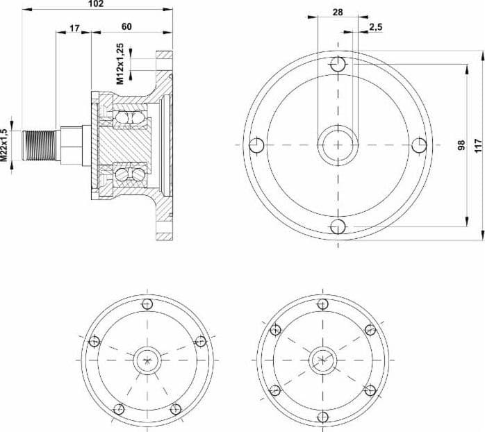 Mozzo frangizolle Skf 4 fori Ø 28mm - 4