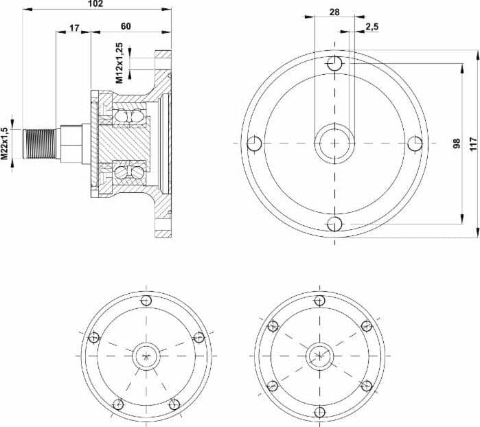 Mozzo frangizolle Skf 4 fori Ø 28mm - 4