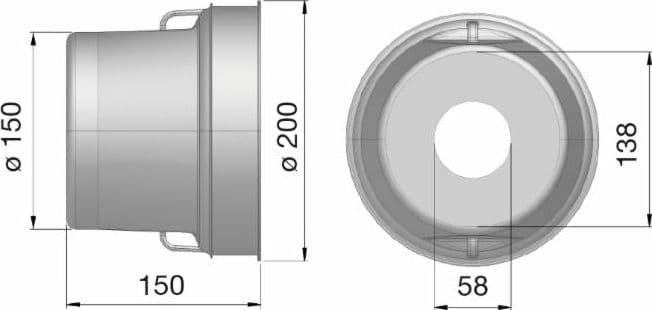 Controcuffia tonda in plastica rigida,lunghezza 150mm - 2