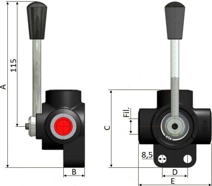 Deviatore di flusso a 3 vie 60L con centro aperto - 3