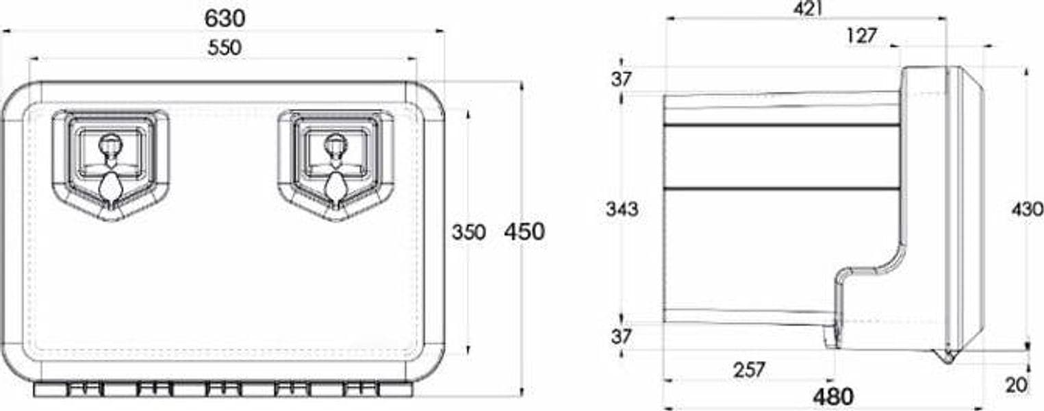 Cassetta porta attrezzi in plastica 630x450x480mm - 3