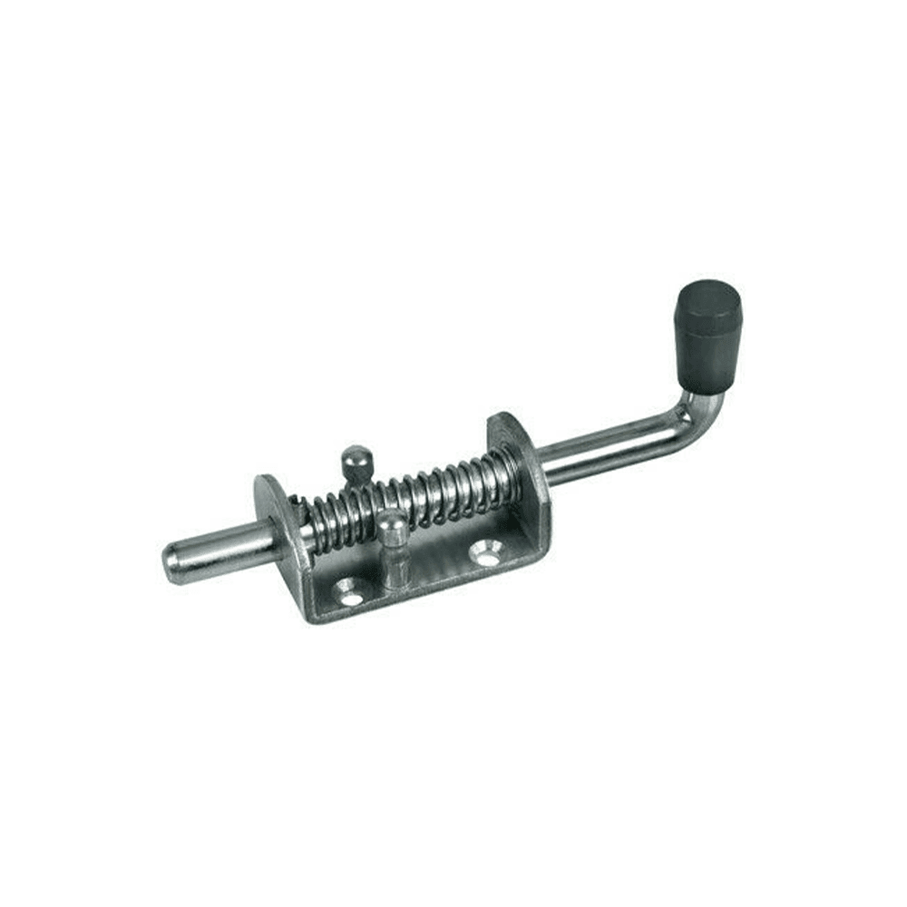 Perno a molla in acciaio inox con il diametro del perno Ø 12mm e base di fissaggio 74x40mm