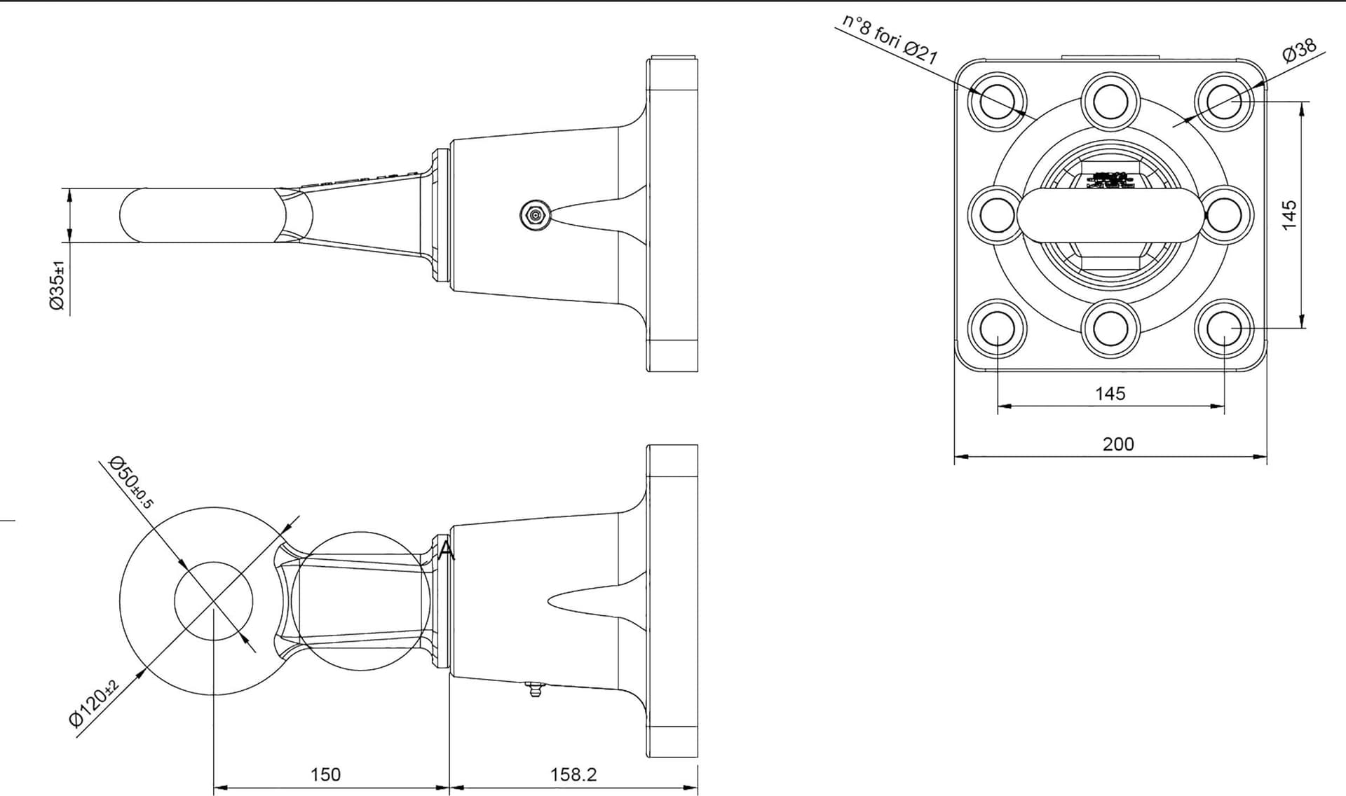 Occhione flangiato non omologato 38t - 2