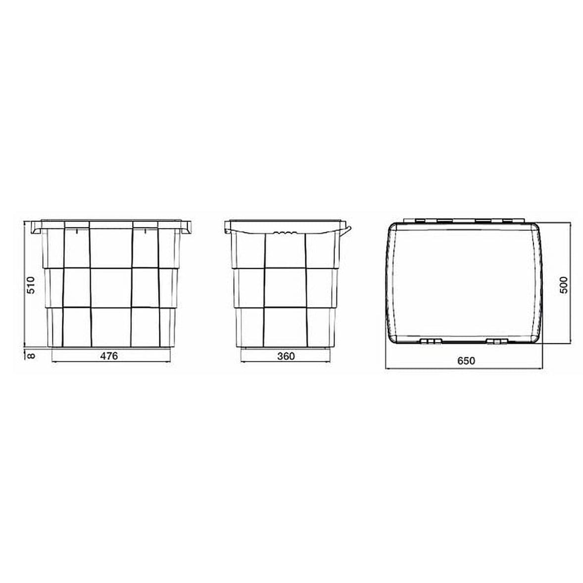 Cassetta porta attrezzi in plastica 650x500x570mm - 3
