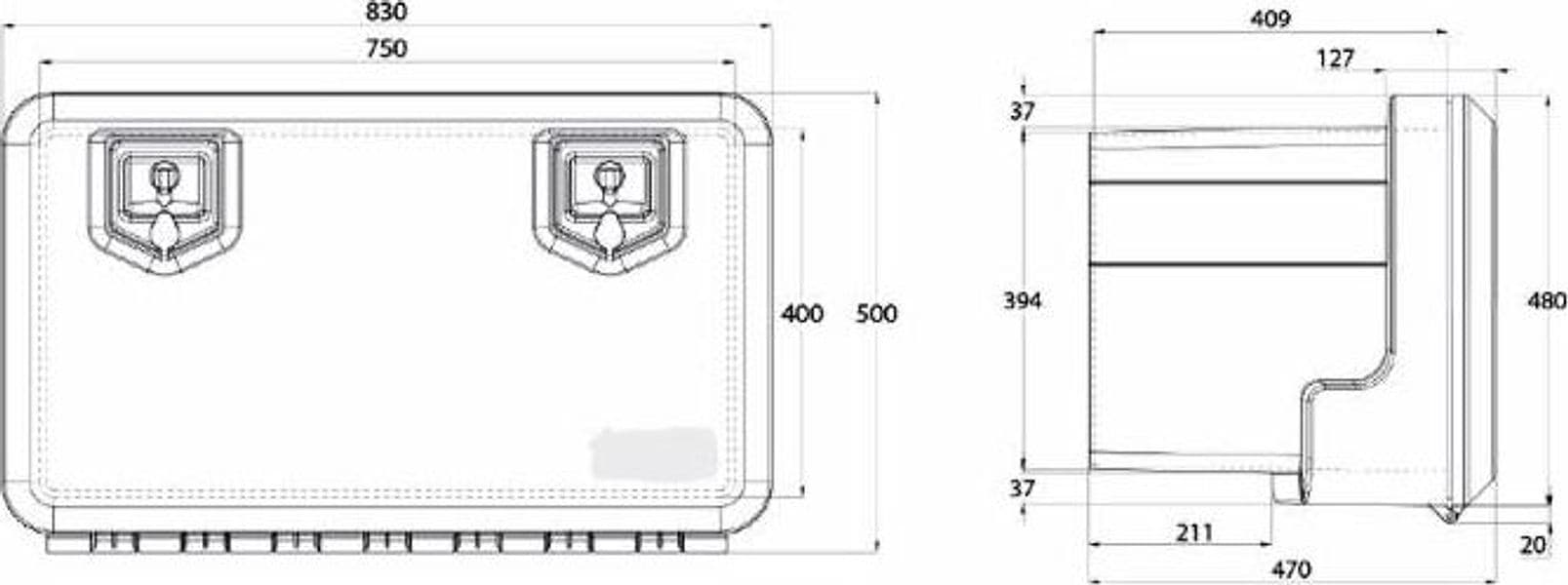 Cassetta porta attrezzi 860x500x47mm capacità 119 lt - 2