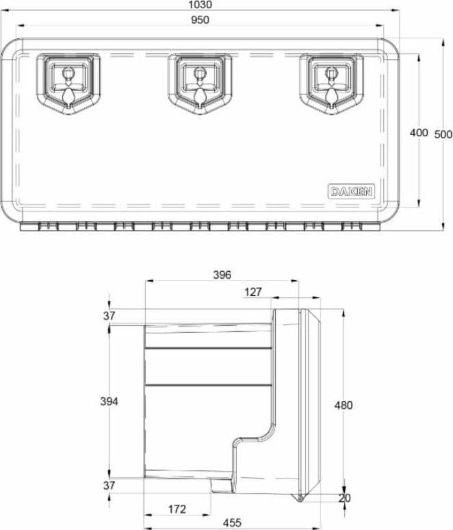 Cassetta porta attrezzi in plastica 1030x500x455mm - 2