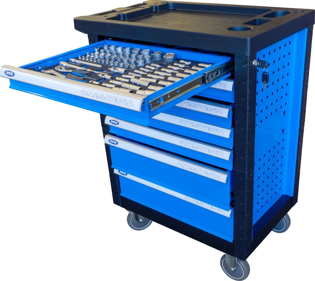 Carrello porta attrezzi professionale da officina Ama 7 cassetti 253 attrezzi assortiti - 3
