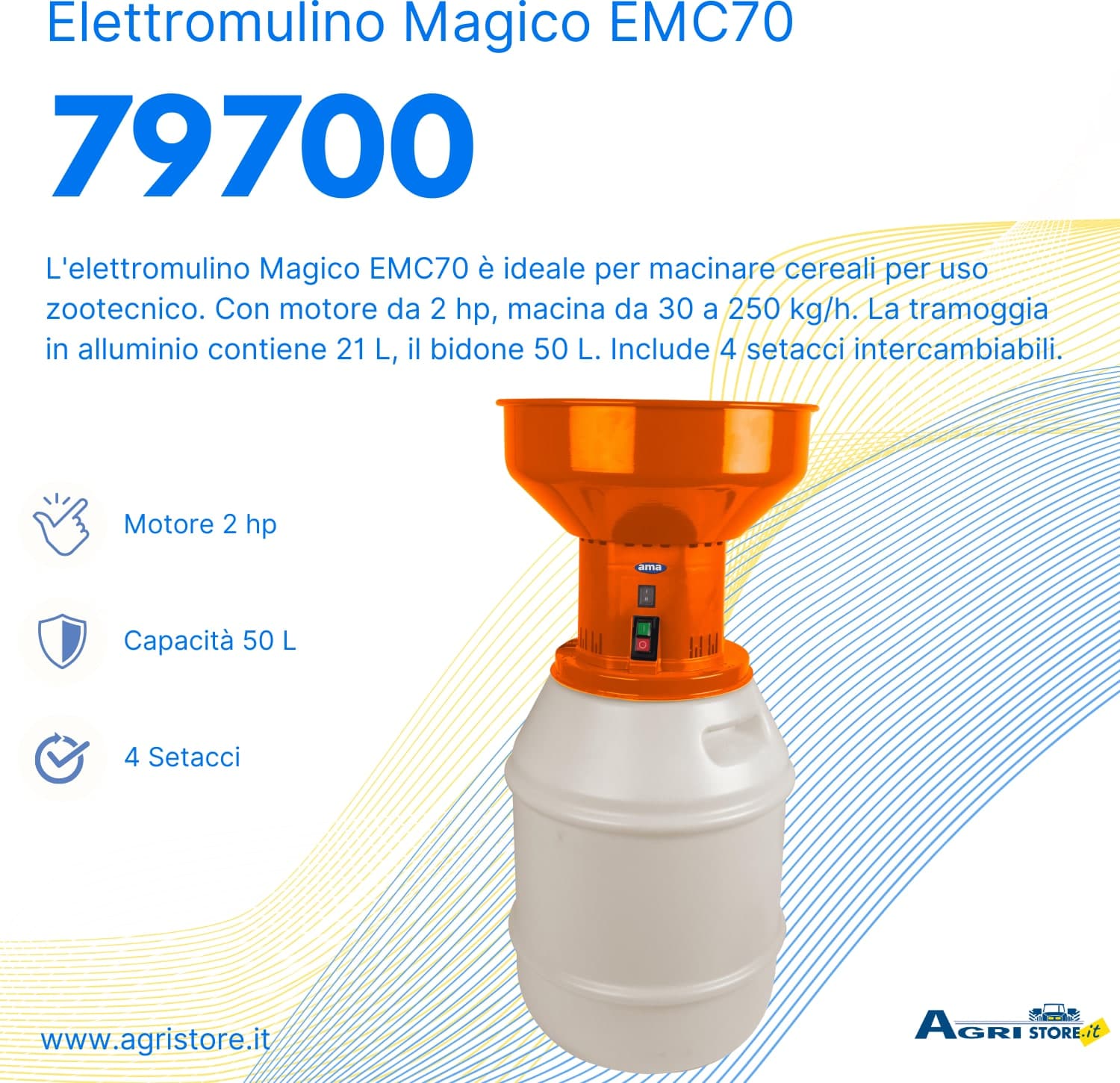 Elettromulino Magico EMC70 da 50 L e 2 hp - 6